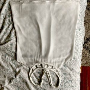 Lattice neck chiffon tank